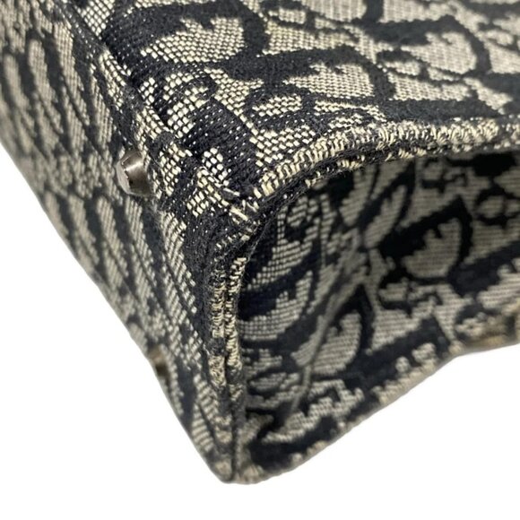 Auth DIOR/ChristianDior Saddle Bag Black Cream Jacquard Leather Handbag - Picture 8 of 16